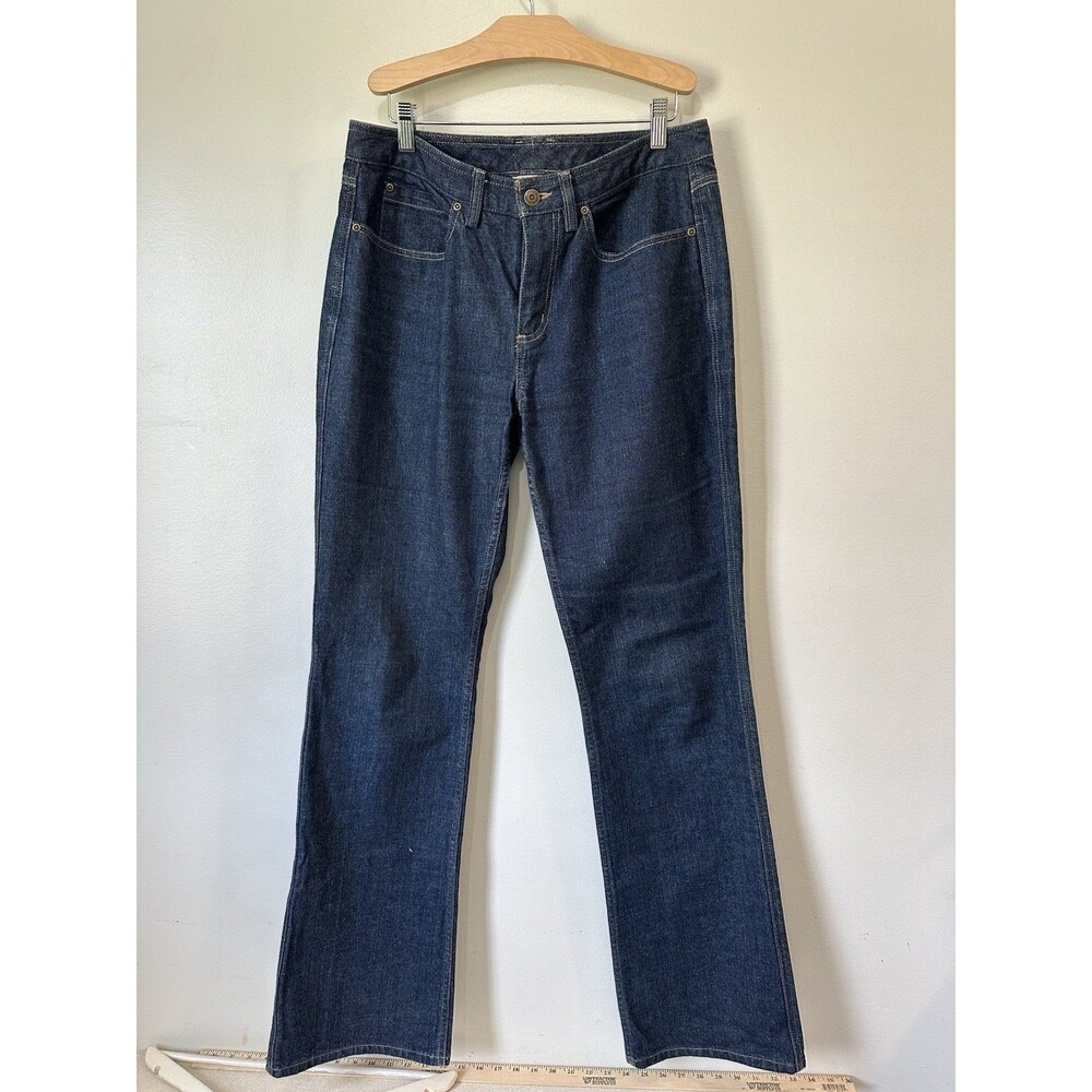 DULUTH TRADING CO BOOT CUT BLUE JEANS WOMENS SIZE 10x35 Tall Dark Wash